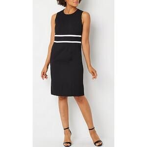 Black Label by Evan-Picone Sleeveless Contrast-Trim Sheath Dress 10